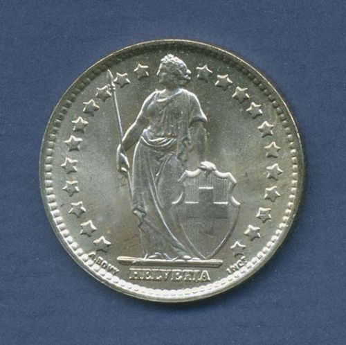 Schweiz 1 Franken 1964 B, Stehende Helvetia, KM 24 vz/st (m6518)