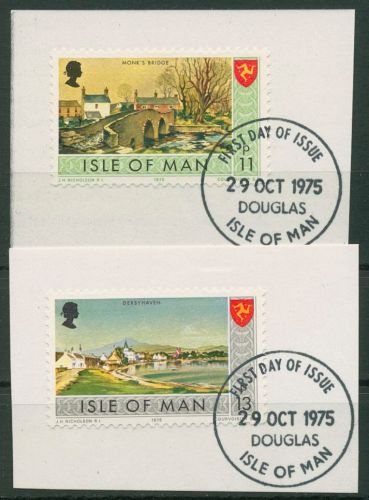 Isle of Man 1975 Sehenswürdigkeiten 72/73 gestempelt, Briefstücke