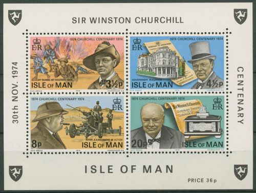 Isle of Man 1974 Winston Churchill Block 1 postfrisch (C63004)