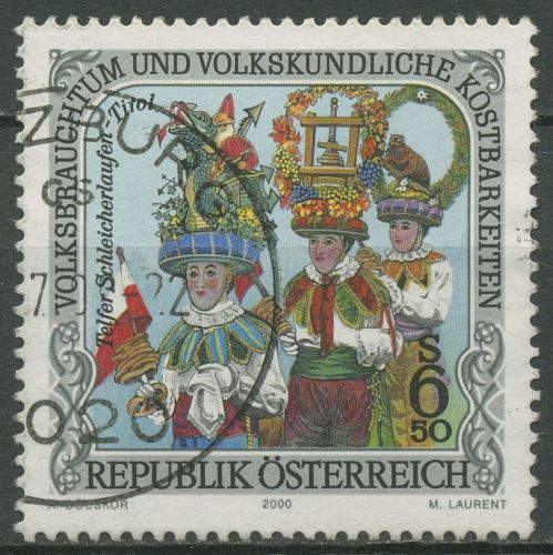 Österreich 2000 Volksbrauchtum Schleicherlaufen 2304 gestempelt