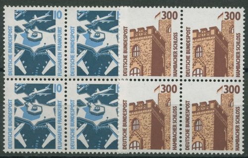Bund 1988 Sehenswürdigkeiten SWK 1347/48 4er-Block postfrisch