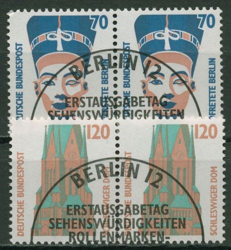 Bund 1988 Sehenswürdigkeiten SWK waagerechte Paare 1374/75 gestempelt