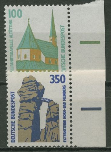 Bund 1989 Sehenswürdigkeiten SWK mit Rand rechts 1406/07 SR re. postfrisch