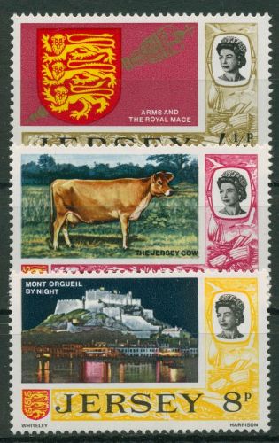 Jersey 1974 Landestypische Motive Rind, Wappen Schloss 107/09 postfrisch