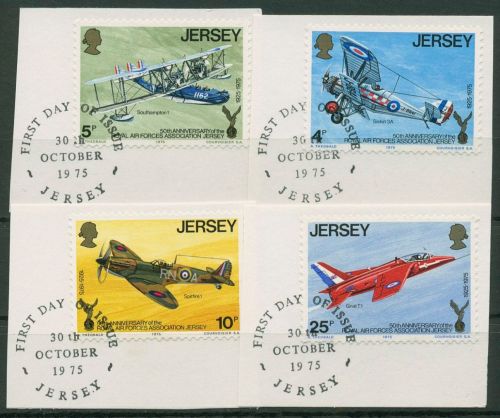 Jersey 1975 Luftstreitkräfte Flugzeuge 127/30 Briefstücke EST gestempelt