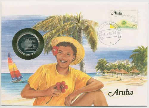 Aruba 1986 Strand Numisbrief 1 Florin (N322)