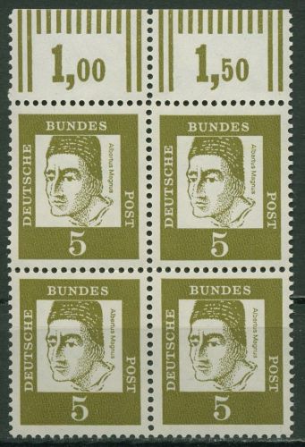 Bund 1961 Bedeutende Deutsche Walze Oberrand 347 x W OR 4er-Block postfrisch