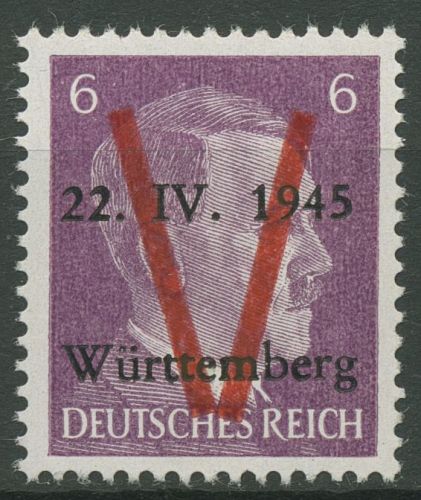 Saulgau (Württemberg) 1945 Freimarke mit Aufdruck III postfrisch