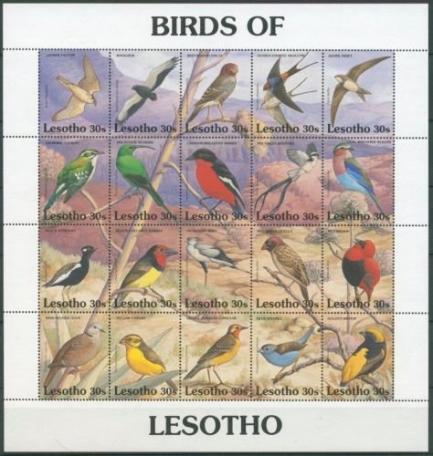 Lesotho 1992 Vögel Falke Schwalbe Sekretär 945/64 ZD-Bogen postfrisch (SG26685)