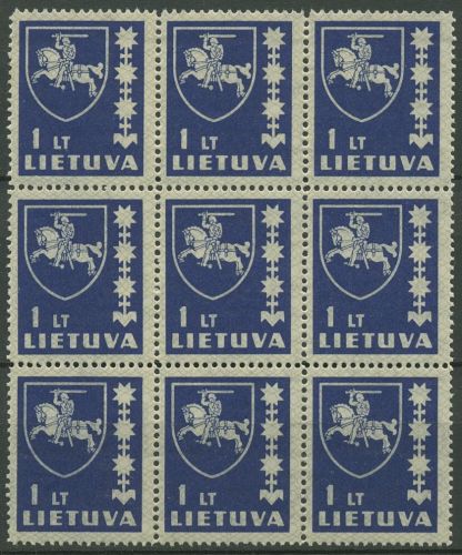 Litauen 1939 Freimarke Wappen 432 Neunerblock postfrisch