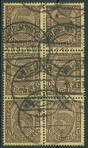 Dt. Reich Dienst 1920 ohne Ablösungsziffer D 33 a 6er-Block gestempelt