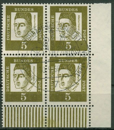 Bund 1961 Bedeutende Deutsche 347 ya W UR II 4er-Block Ecke 4 gestempelt