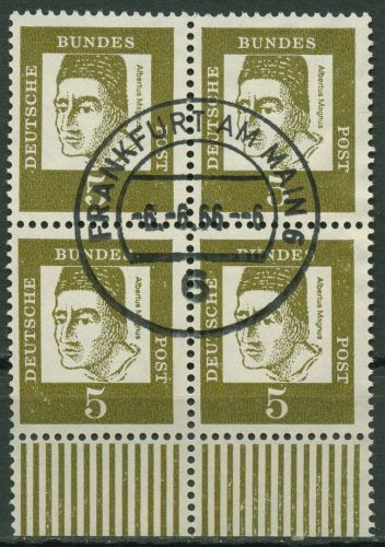 Bund 1961 Bedeutende Deutsche mit Unterrand 347 ya W UR II 4er-Block gestempelt