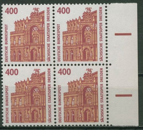 Bund 1991 Sehenswürdigkeiten SWK Rand rechts 1562 u 4er-Block SR re. postfrisch
