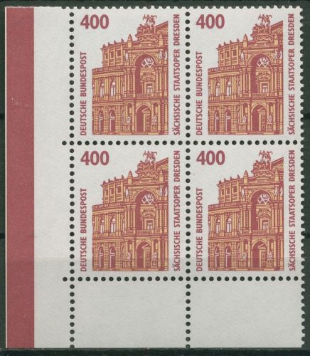 Bund 1991 Sehenswürdigkeiten SWK 1562 u 4er-Block Ecke 3 postfrisch