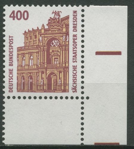 Bund 1991 Sehenswürdigkeiten SWK 1562 u Ecke 4 postfrisch