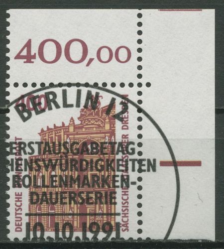 Bund 1991 Sehenswürdigkeiten SWK 1562 u Ecke 2 mit TOP-Stempel