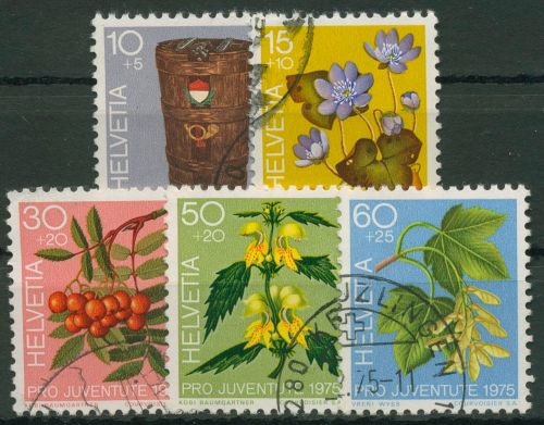 Schweiz 1975 Pro Juventute Pflanzen Zierpflanzen des Waldes 1062/66 gestempelt