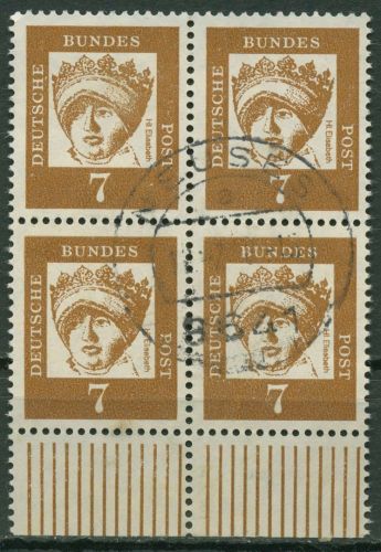 Bund 1961 Bedeutende Deutsche mit Unterrand 348 y W UR 4er-Block gestempelt