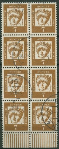 Bund 1961 Bedeutende Deutsche mit Unterrand 348 y W UR 8er-Block gestempelt