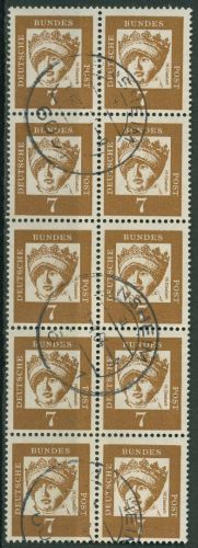 Bund 1961 Bedeutende Deutsche 348 y 10er-Block gestempelt