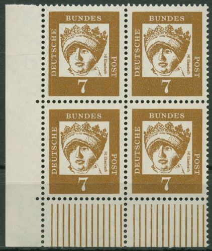 Bund 1961 Bedeutende Deutsche 348 y W UR 4er-Block Ecke 3 postfrisch