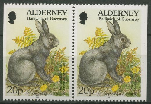 Alderney 1994 Pflanzen Tiere Kaninchen Farn 76 Dl/Dr Paar postfrisch