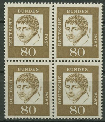 Bund 1961 Bedeutende Deutsche 359 y 4er-Block postfrisch
