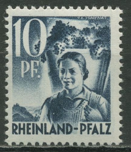 Französische Zone: Rheinland-Pfalz 1947 Winzerin Type II, 3 y v II postfrisch