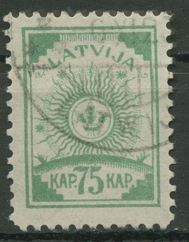 Lettland 1919 Freimarke Symbolik Ähren im Sonnenkreis 14 A gestempelt