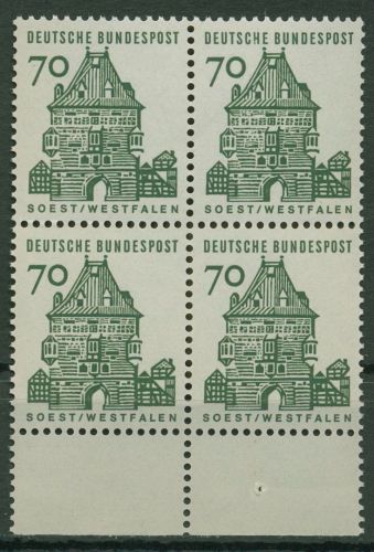Bund 1964/65 Bauwerke klein mit Unterrand 460 4er-Block UR postfrisch