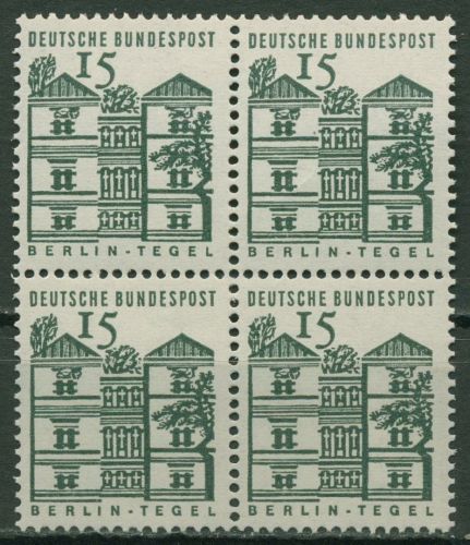 Bund 1964/65 Bauwerke klein, aus MHB 455 b 4er-Block postfrisch