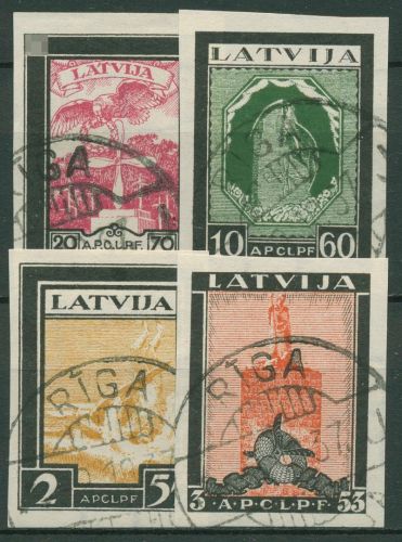 Lettland 1933 Flieger-Hilfsfonds Denkmal Ikarus 215/18 B gestempelt