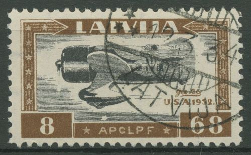 Lettland 1933 Hilfsfond für verunglückte Flieger 228 A gestempelt