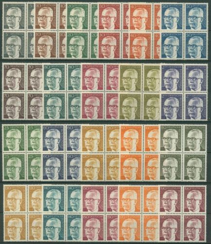 Bund 1970/72 Heinemann 635/45, 689/92, 727/32 4er-Block postfrisch