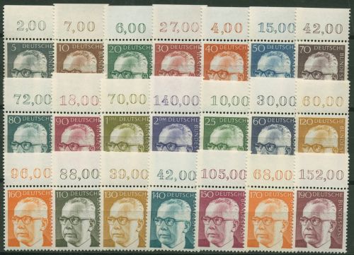 Bund 1970/72 Heinemann mit Oberrand 635/45, 689/92, 727/32 OR postfrisch