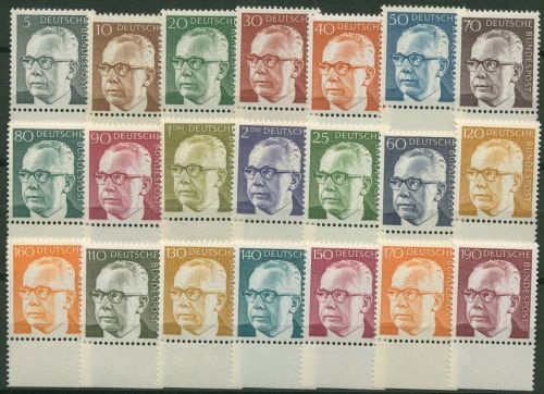 Bund 1970/72 Heinemann mit Unterrand 635/45, 689/92, 727/32 UR postfrisch