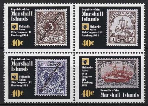 Marshall-Inseln 1984 Weltpostkongreß Hamburg UPU Kolonien 15/18 ZD postfrisch