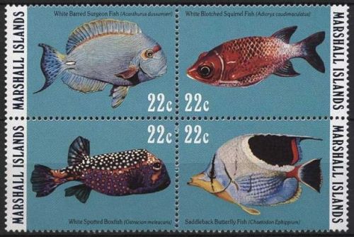 Marshall-Inseln 1985 Fische Kofferfisch Doktorfisch 50/53 ZD postfrisch
