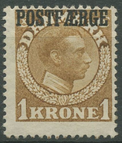 Dänemark 1919/20 Postfähre-Marke König Aufdruck Postfaerge PF 4 mit Falz