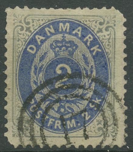 Dänemark 1870/1872 Ziffern 2 Sk. 16 I Aa mit Nr.-Stpl. 17 FREDERICIA, Zahnfehler