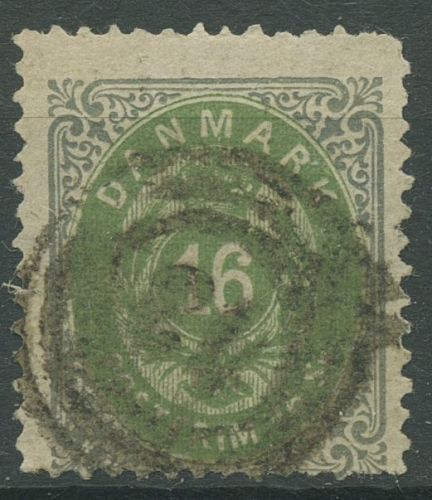Dänemark 1870/1872 Ziffern 16 Skilling 20 I A gestempelt, kl. Fehler
