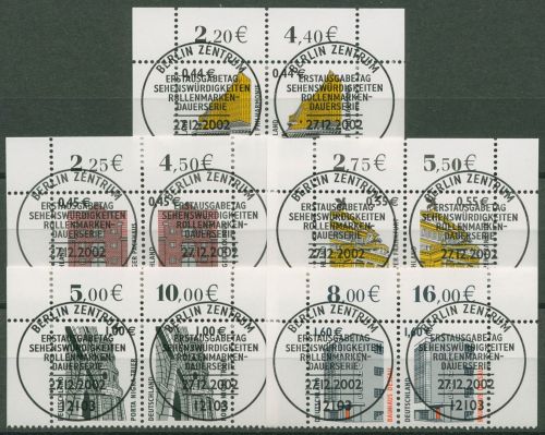 Bund 2002 SWK EURO-Ausgabe 2298/2302 Eckenpaar oben mit ESST BERLIN