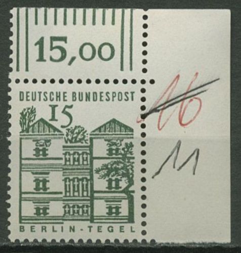 Bund 1964/65 Bauwerke klein, Berlin Tegel 455 a Ecke 2 postfrisch