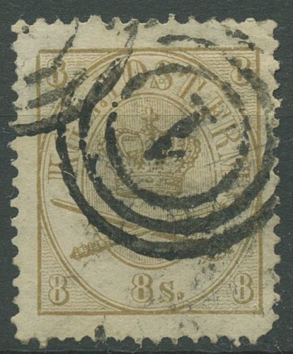 Dänemark 1864/1870 Kroninsignien 8 Skilling 14 A gestempelt, Zahnfehler