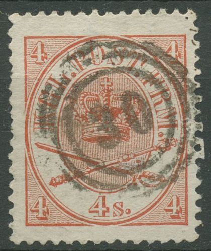 Dänemark 1864/1870 Kroninsignien 4 Skilling 13 Aa gestempelt, kl. Fehler