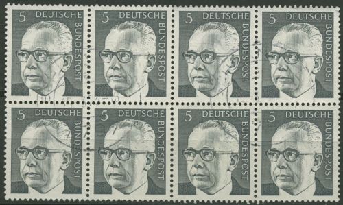 Bund 1970 Heinemann 635 8er-Block gestempelt