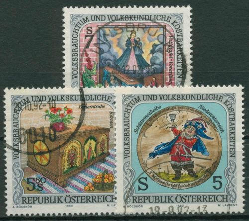 Österreich 1992 Volksbrauchtum Schützenscheibe Möbel 2073/75 gestempelt