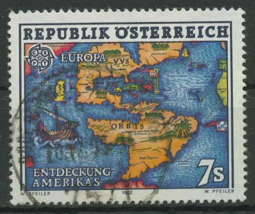 Österreich 1992 Europa CEPT Entdeckung Amerikas Landkarte 2062 gestempelt