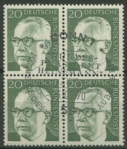 Bund 1970 Heinemann 637 4er-Block mit ESST BONN